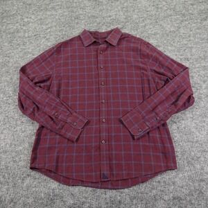 Untuckit Shirt Men's Large‎ Burgundy Navy Plaid Flannel Bongiovanni